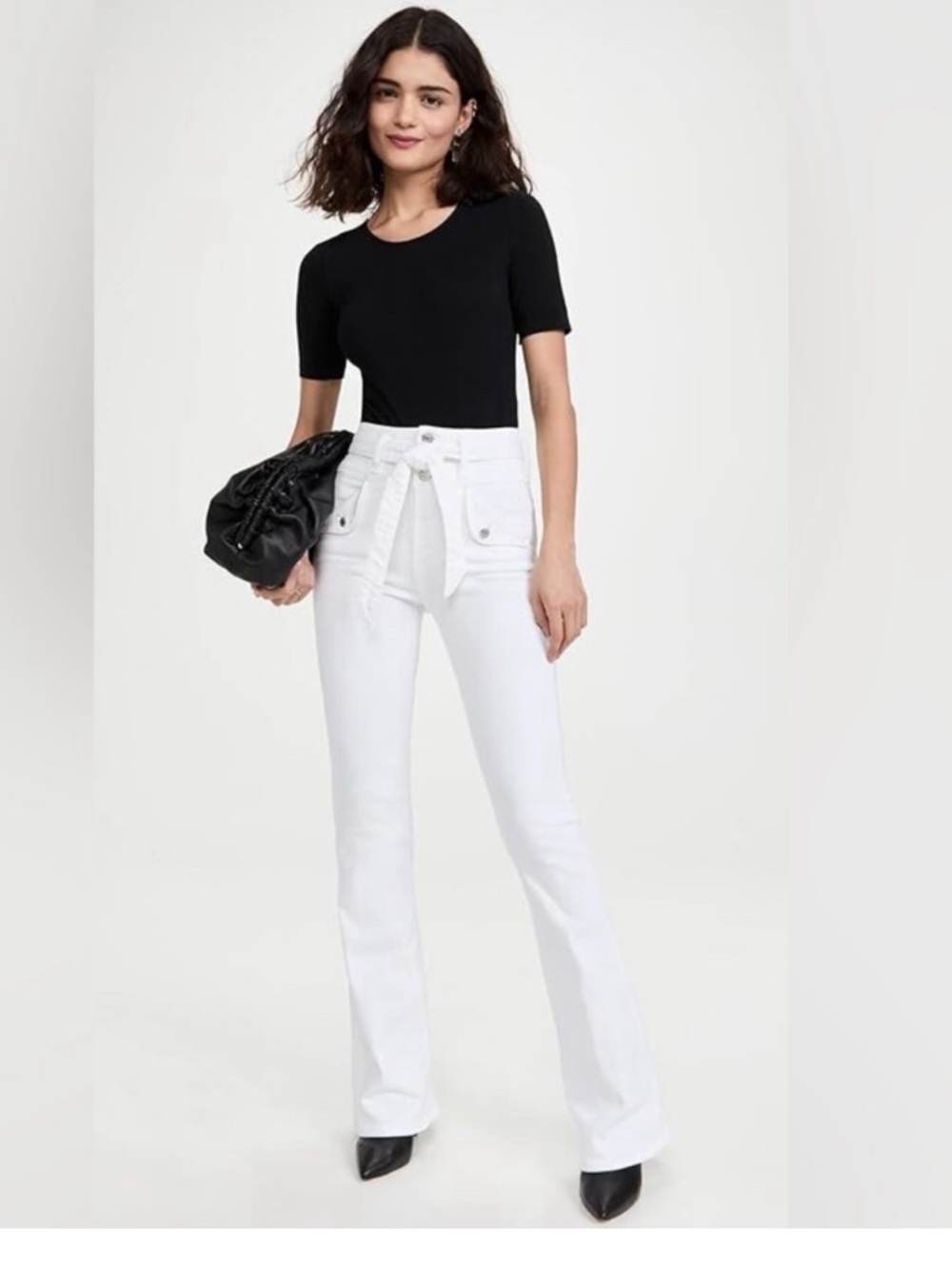 Veronica Beard White High-Rise Flare Jeans